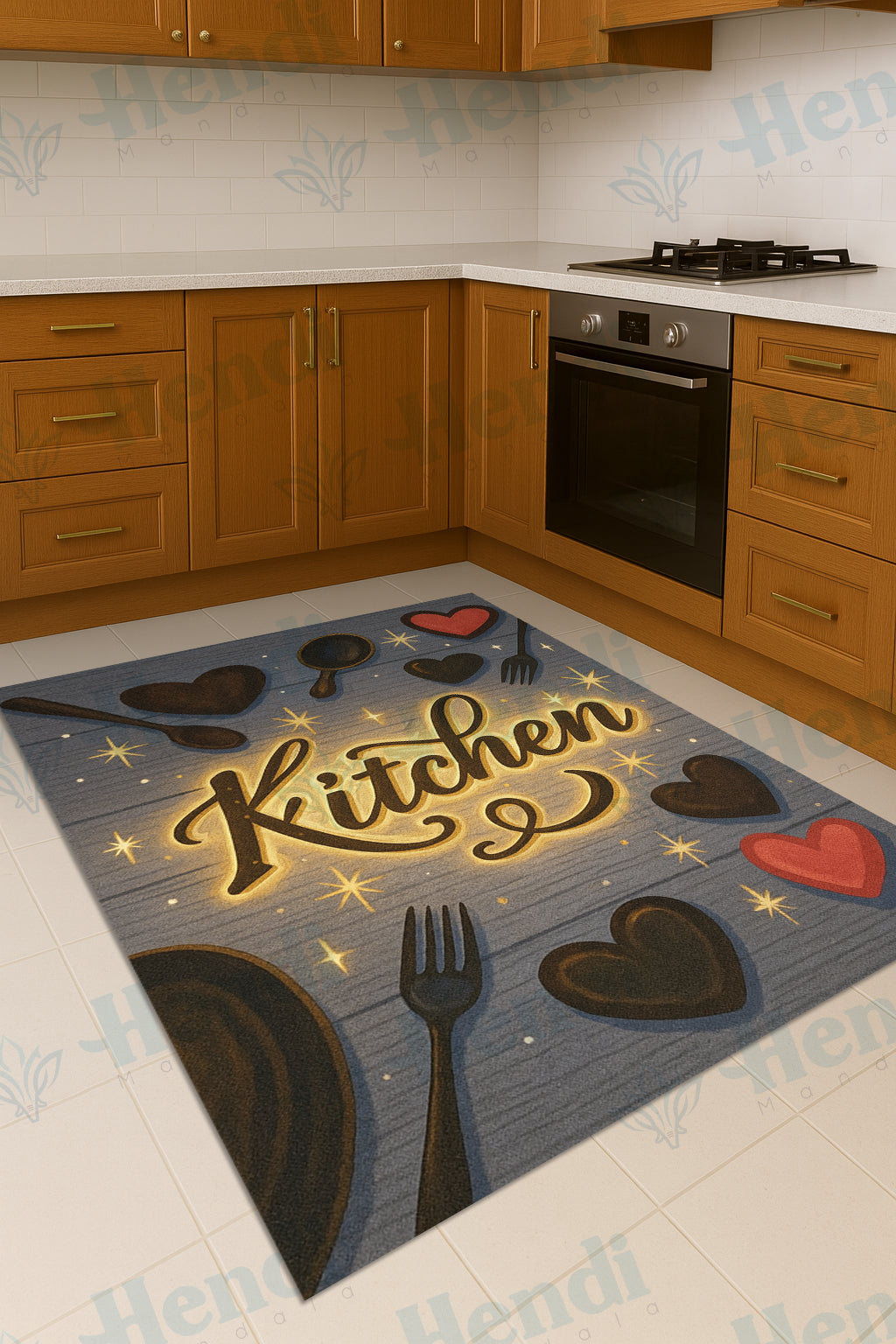 Lyman - Non-Slip Kitchen Printed Rug
