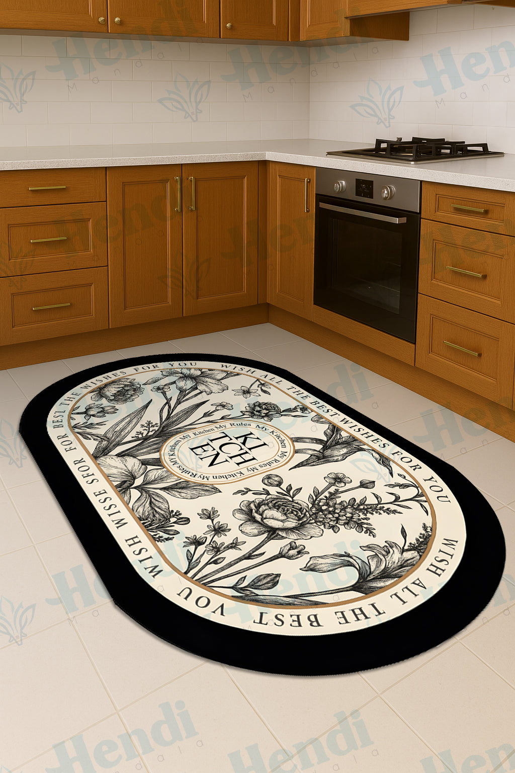 DFlora- Non-Slip Kitchen Printed Rug