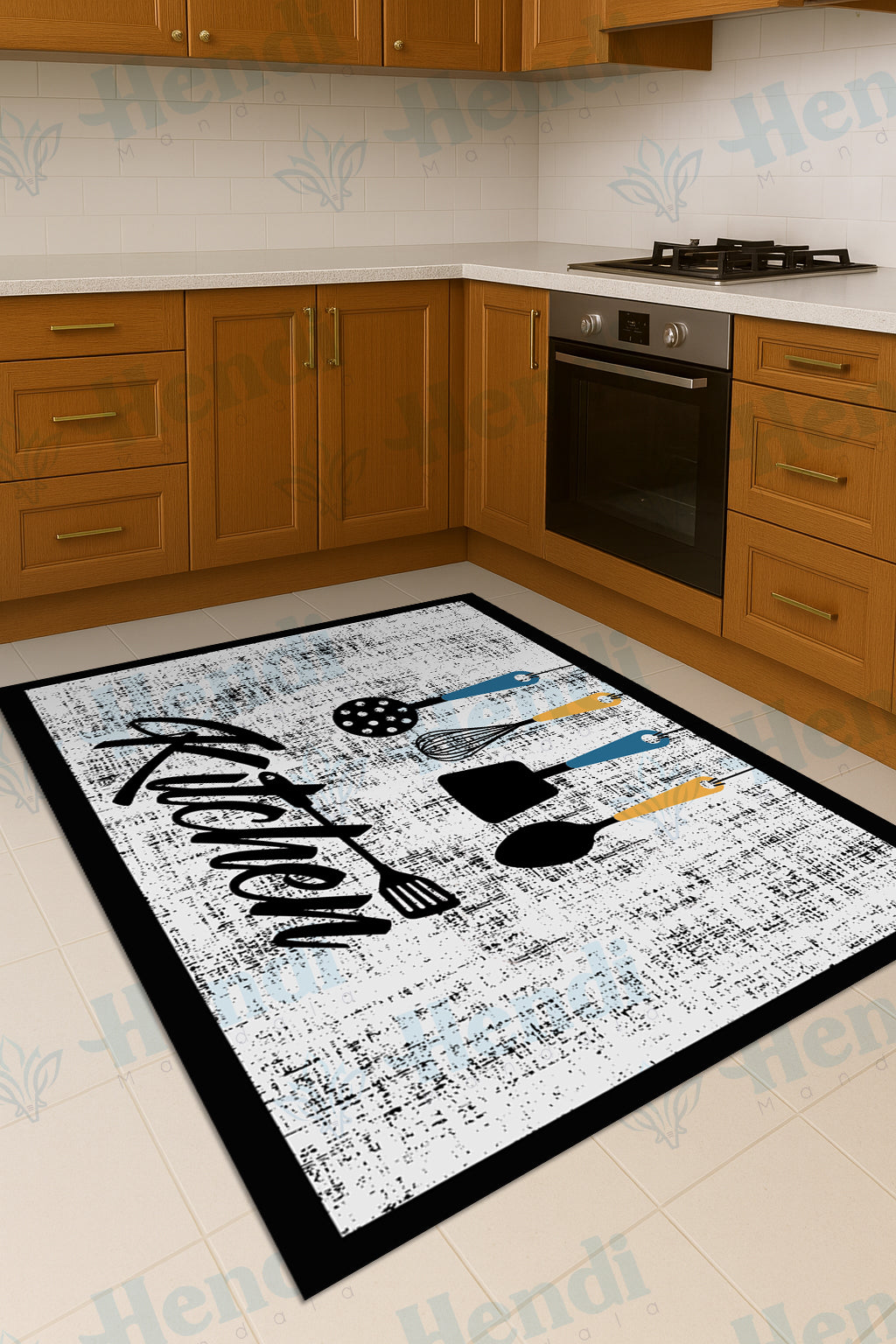 Yummy - Non-Slip Kitchen Printed Rug