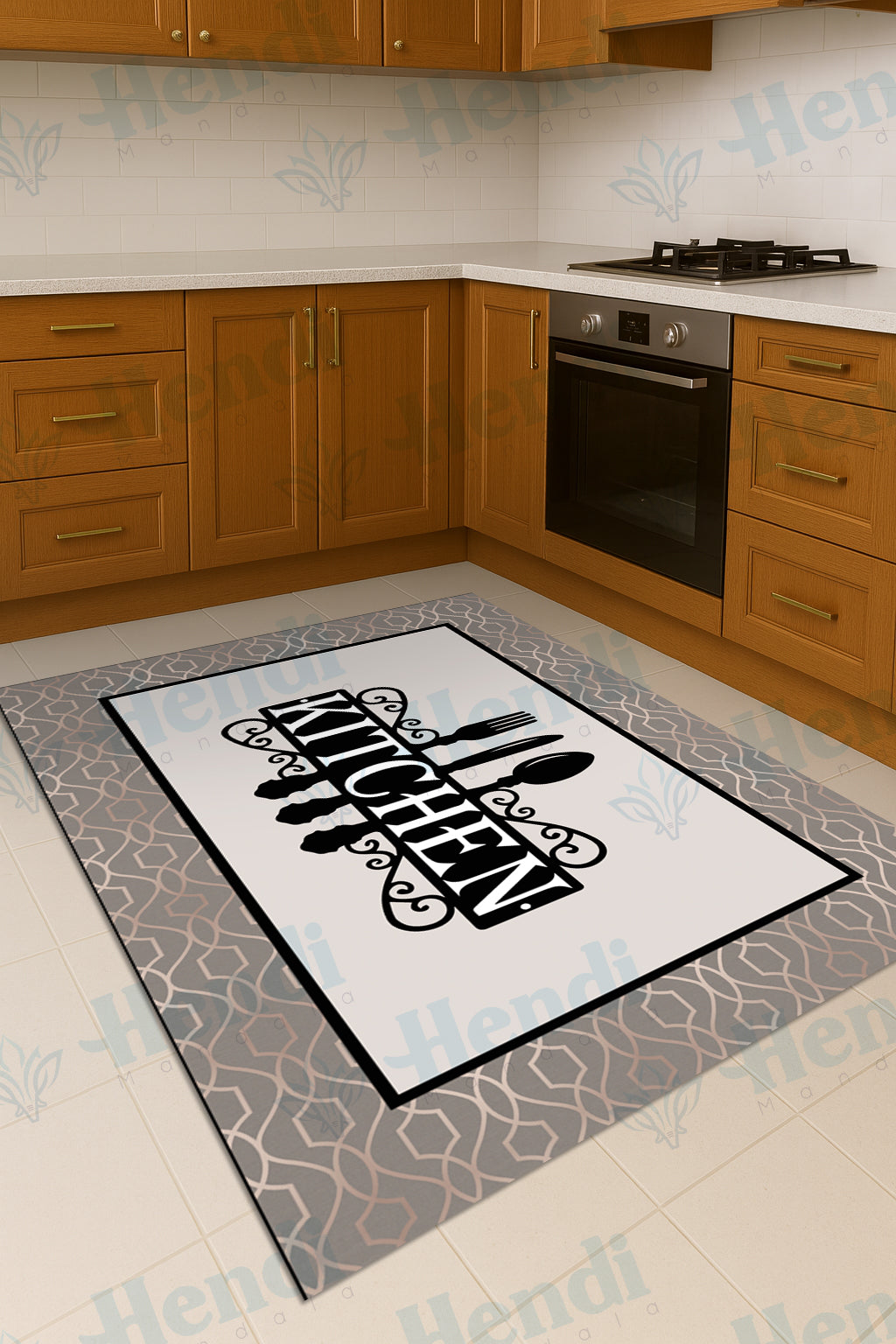 Asla - Non-Slip Kitchen Printed Rug