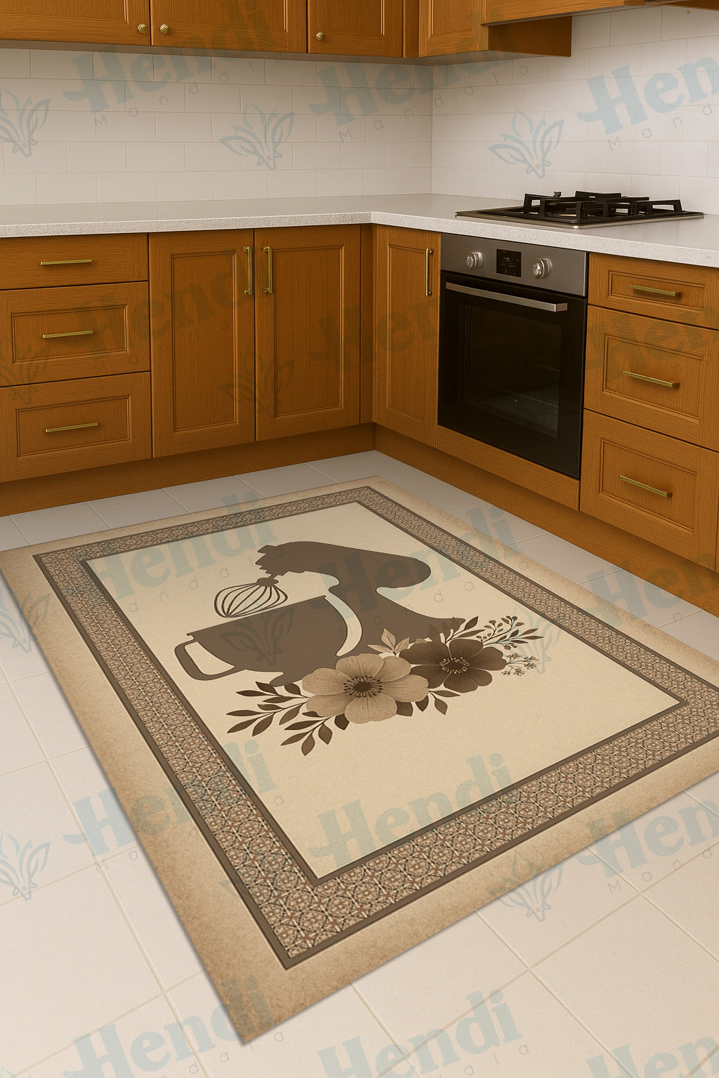 Bara - Non-Slip Kitchen Printed Rug