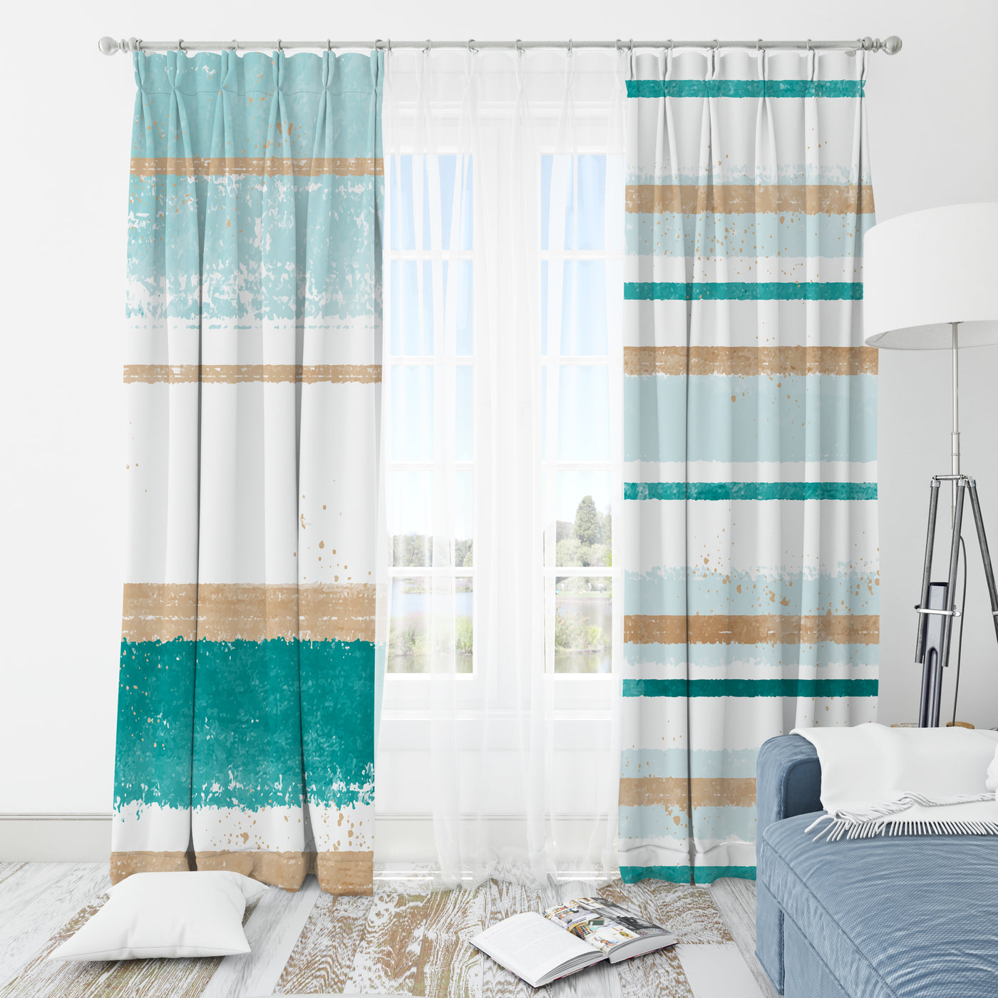 Printed Linen Window Curtains for Scandinavian Decor