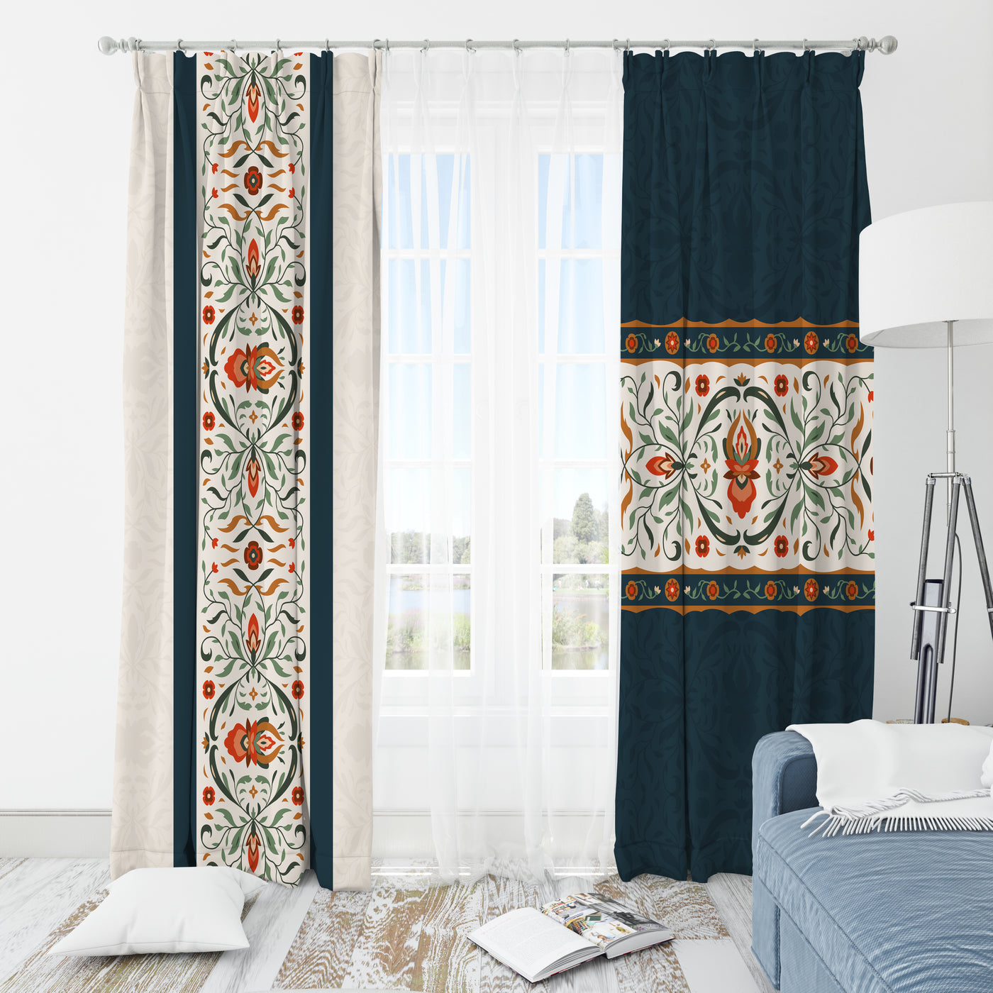 Elegant Printed Window Curtains for Dining Room
