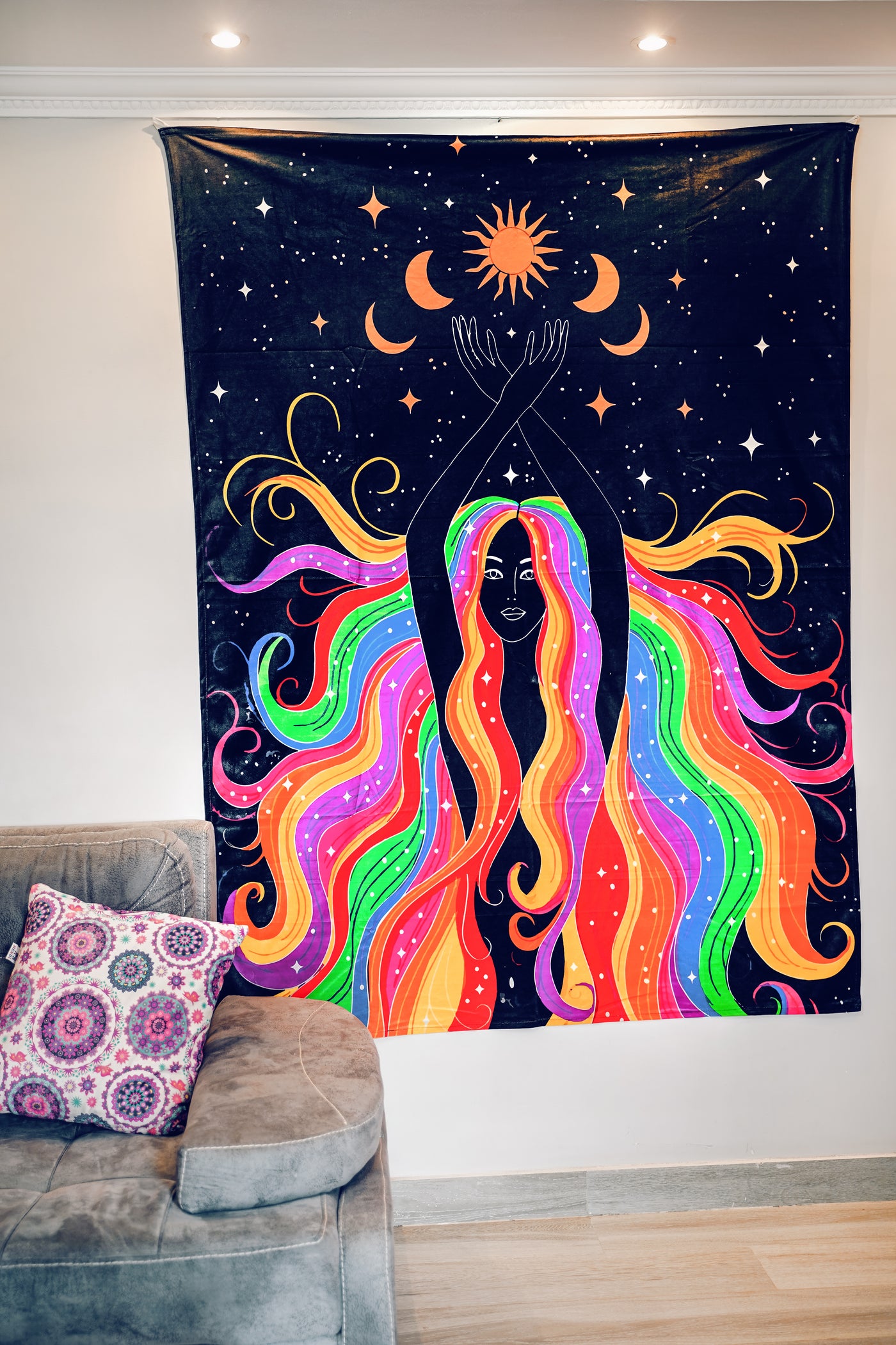 Angel Moon Phases Tapestry