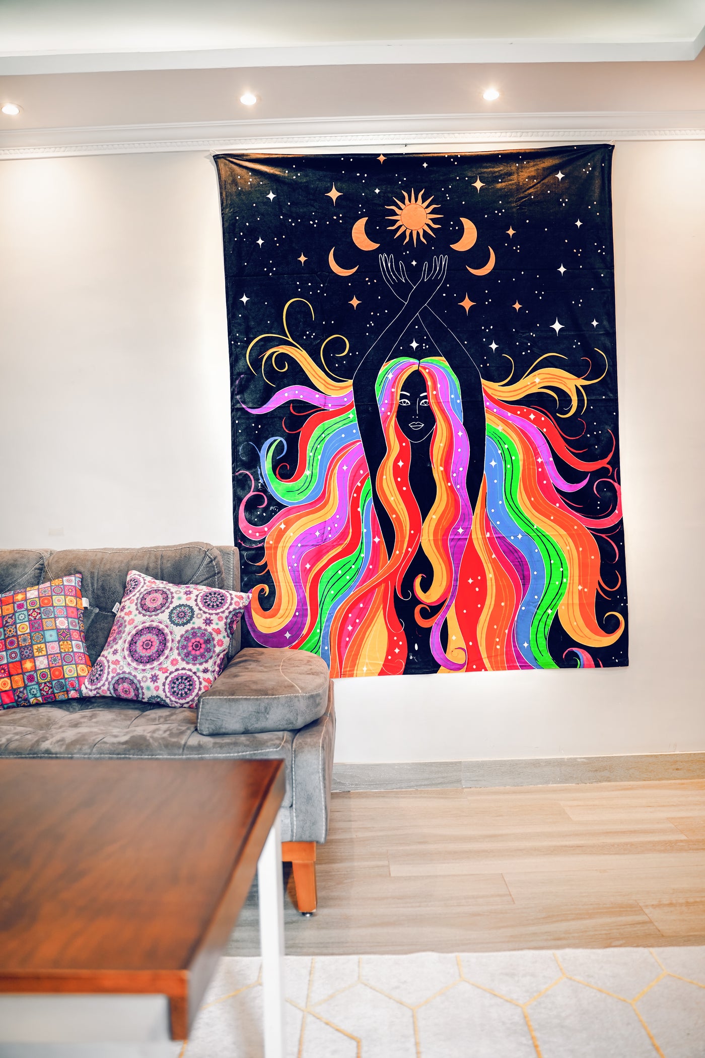 Angel Moon Phases Tapestry