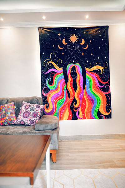 Angel Moon Phases Tapestry