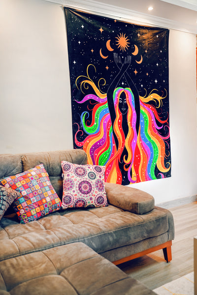 Angel Moon Phases Tapestry
