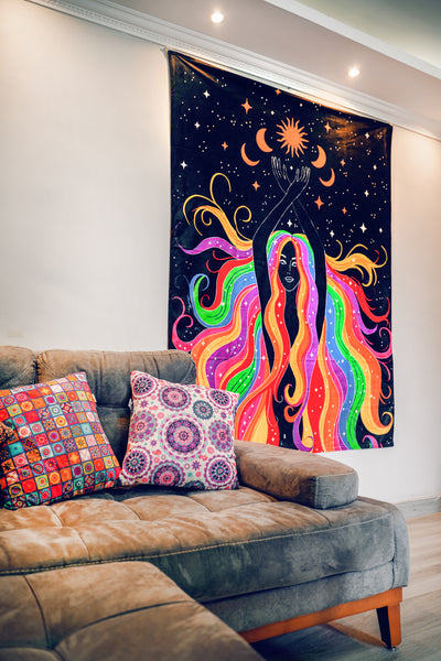 Angel Moon Phases Tapestry