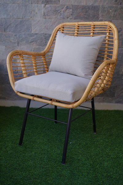 Handmade Natural Bamboo Armchair with Cushions – Indoor & Outdoor Rattan Chair