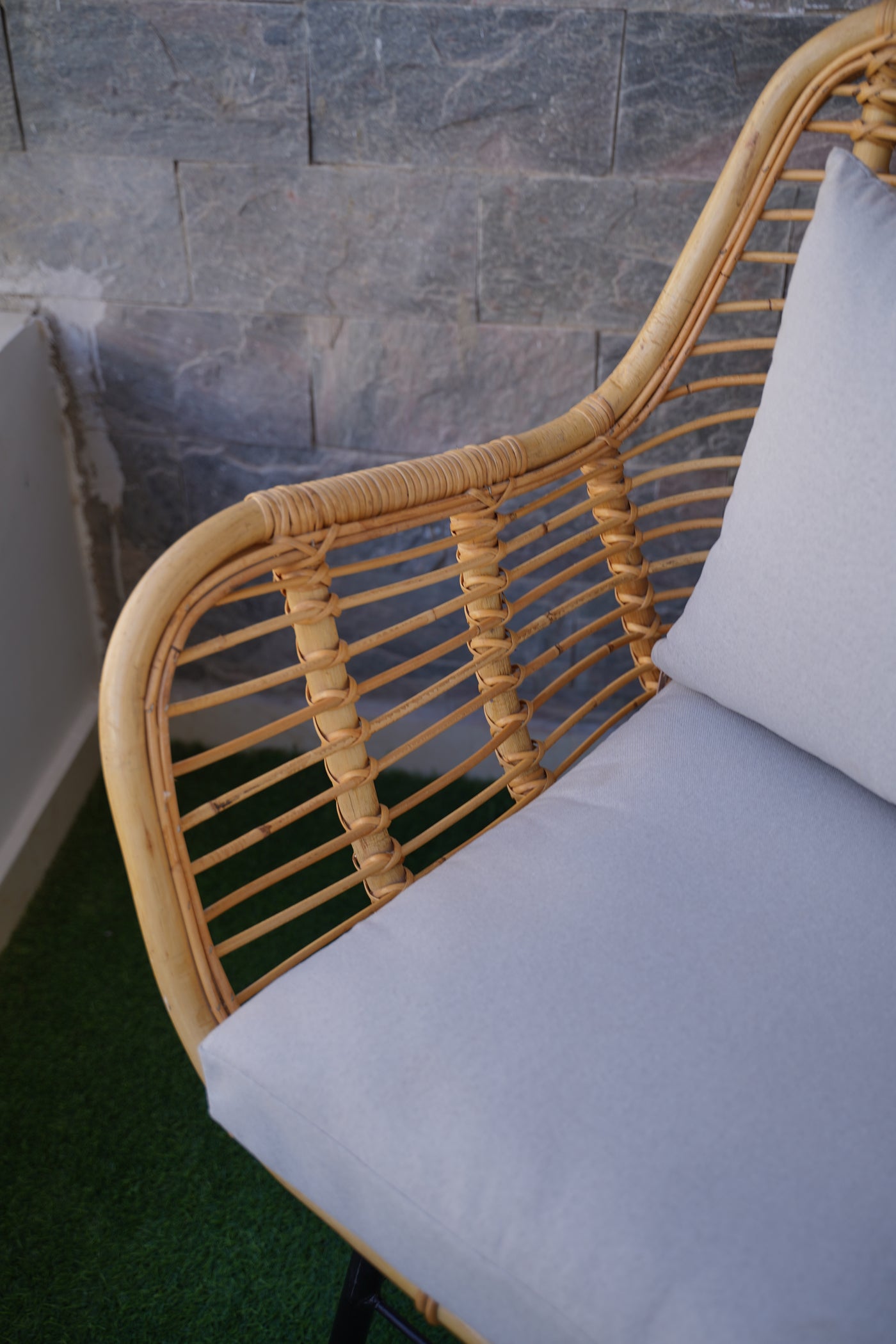 Handmade Natural Bamboo Armchair with Cushions – Indoor & Outdoor Rattan Chair