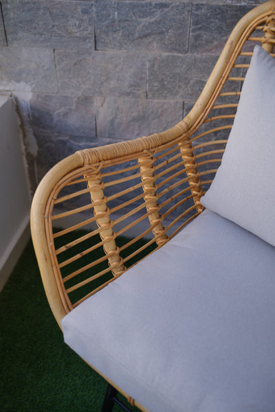 Handmade Natural Bamboo Armchair with Cushions – Indoor & Outdoor Rattan Chair