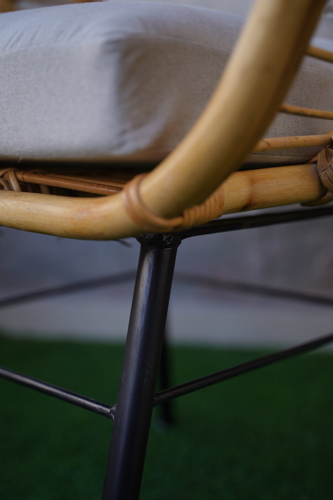 Handmade Natural Bamboo Armchair with Cushions – Indoor & Outdoor Rattan Chair