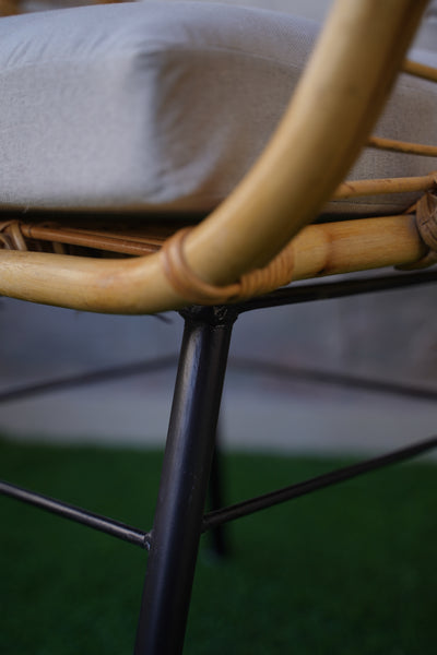 Handmade Natural Bamboo Armchair with Cushions – Indoor & Outdoor Rattan Chair