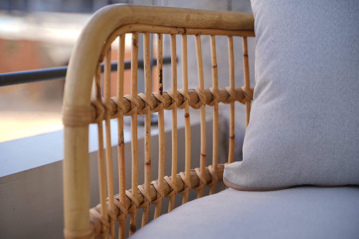 Boho Bamboo Two-Seater Sofa – Handmade Rattan Bench for Balcony or Living Room