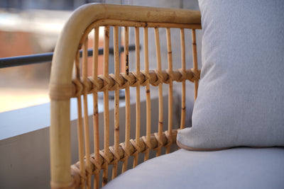 Boho Bamboo Two-Seater Sofa – Handmade Rattan Bench for Balcony or Living Room