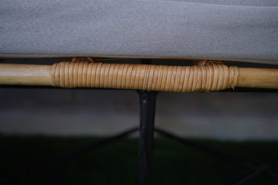 Boho Bamboo Two-Seater Sofa – Handmade Rattan Bench for Balcony or Living Room