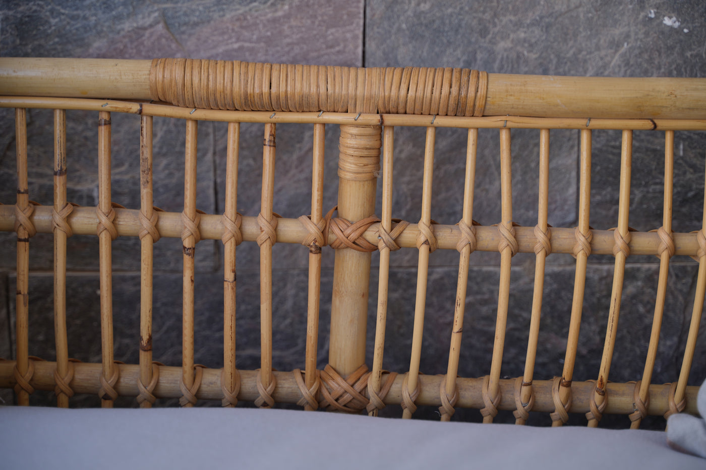 Boho Bamboo Two-Seater Sofa – Handmade Rattan Bench for Balcony or Living Room