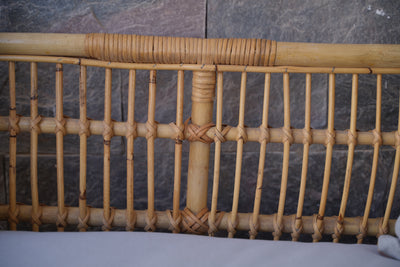 Boho Bamboo Two-Seater Sofa – Handmade Rattan Bench for Balcony or Living Room