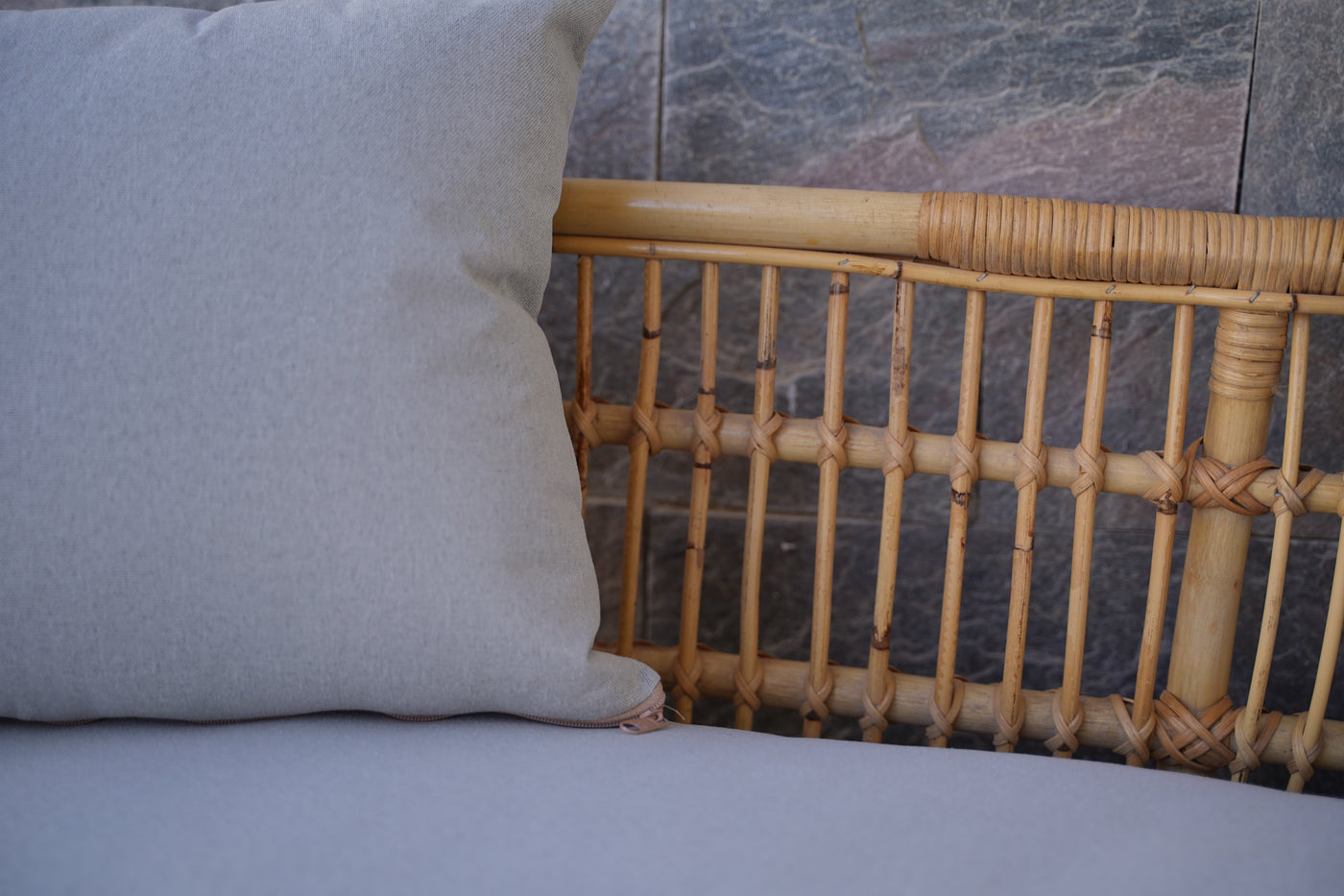 Boho Bamboo Two-Seater Sofa – Handmade Rattan Bench for Balcony or Living Room