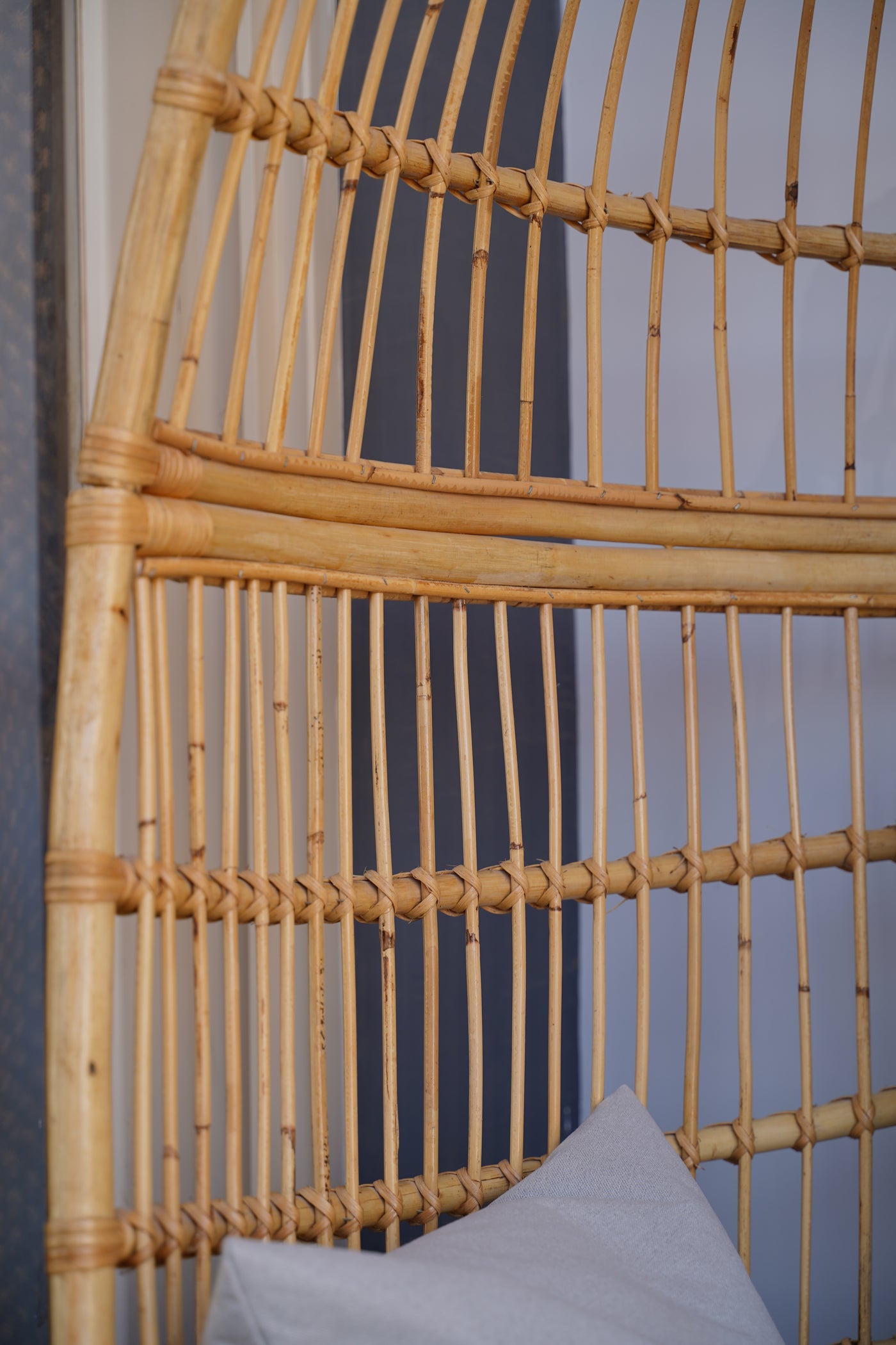 Boho Bamboo Cocoon Chair – Handmade Rattan Egg Seat for Balcony or Living Room