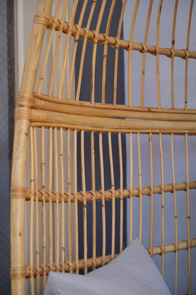 Boho Bamboo Cocoon Chair – Handmade Rattan Egg Seat for Balcony or Living Room