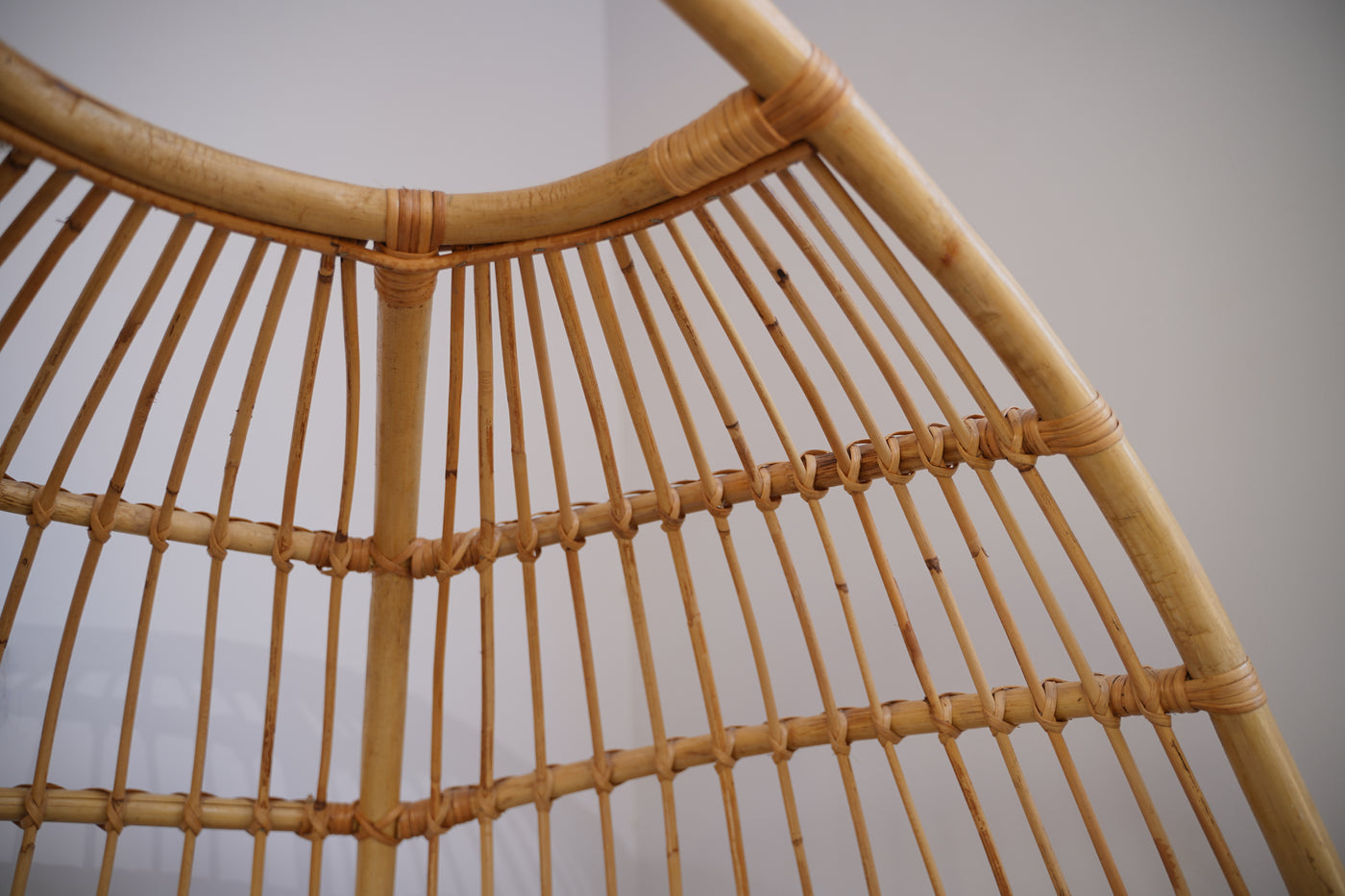 Boho Bamboo Cocoon Chair – Handmade Rattan Egg Seat for Balcony or Living Room