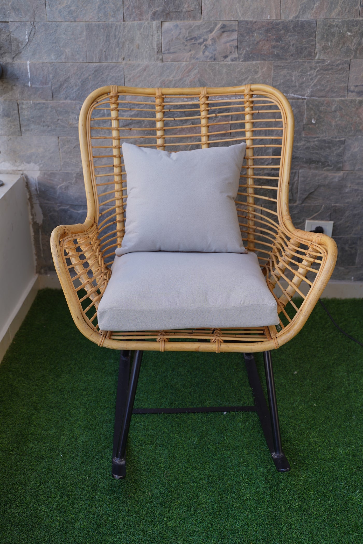 Handmade Natural Bamboo Rocking Chair with Cushions – Indoor & Outdoor Rattan Lounger