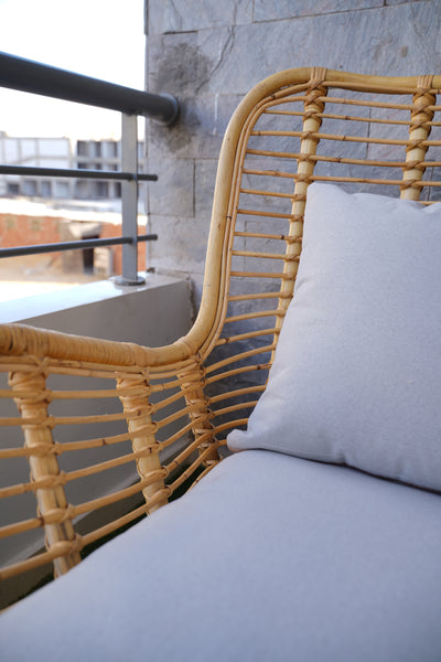 Handmade Natural Bamboo Rocking Chair with Cushions – Indoor & Outdoor Rattan Lounger