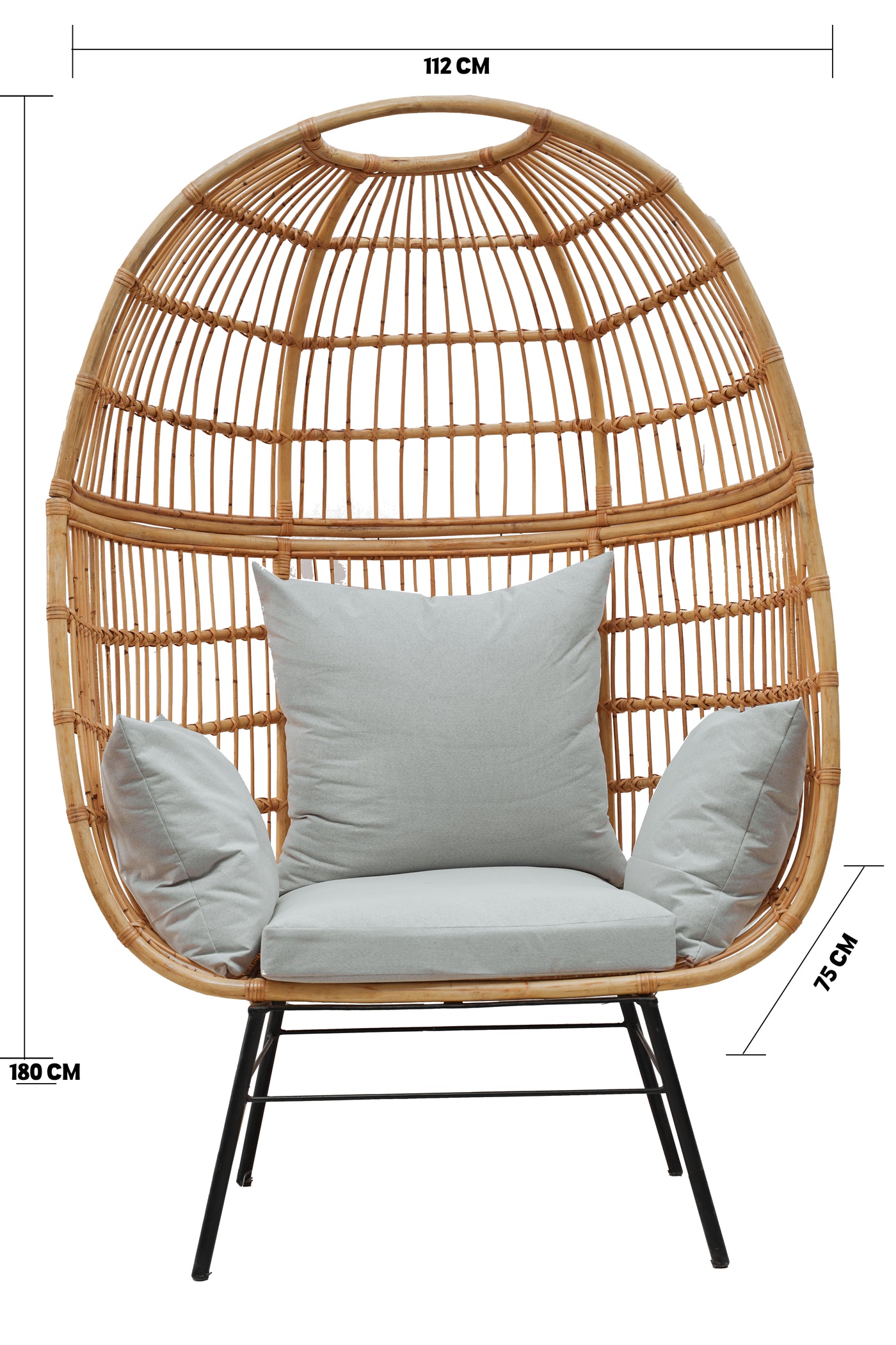 Boho Bamboo Cocoon Chair – Handmade Rattan Egg Seat for Balcony or Living Room