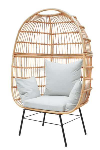 Boho Bamboo Cocoon Chair – Handmade Rattan Egg Seat for Balcony or Living Room