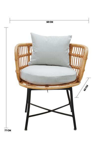 Boho Bamboo Round Chair – Handmade Rattan Single-Seater for Balcony or Living Room