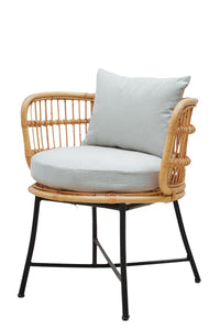 Boho Bamboo Round Chair – Handmade Rattan Single-Seater for Balcony or Living Room