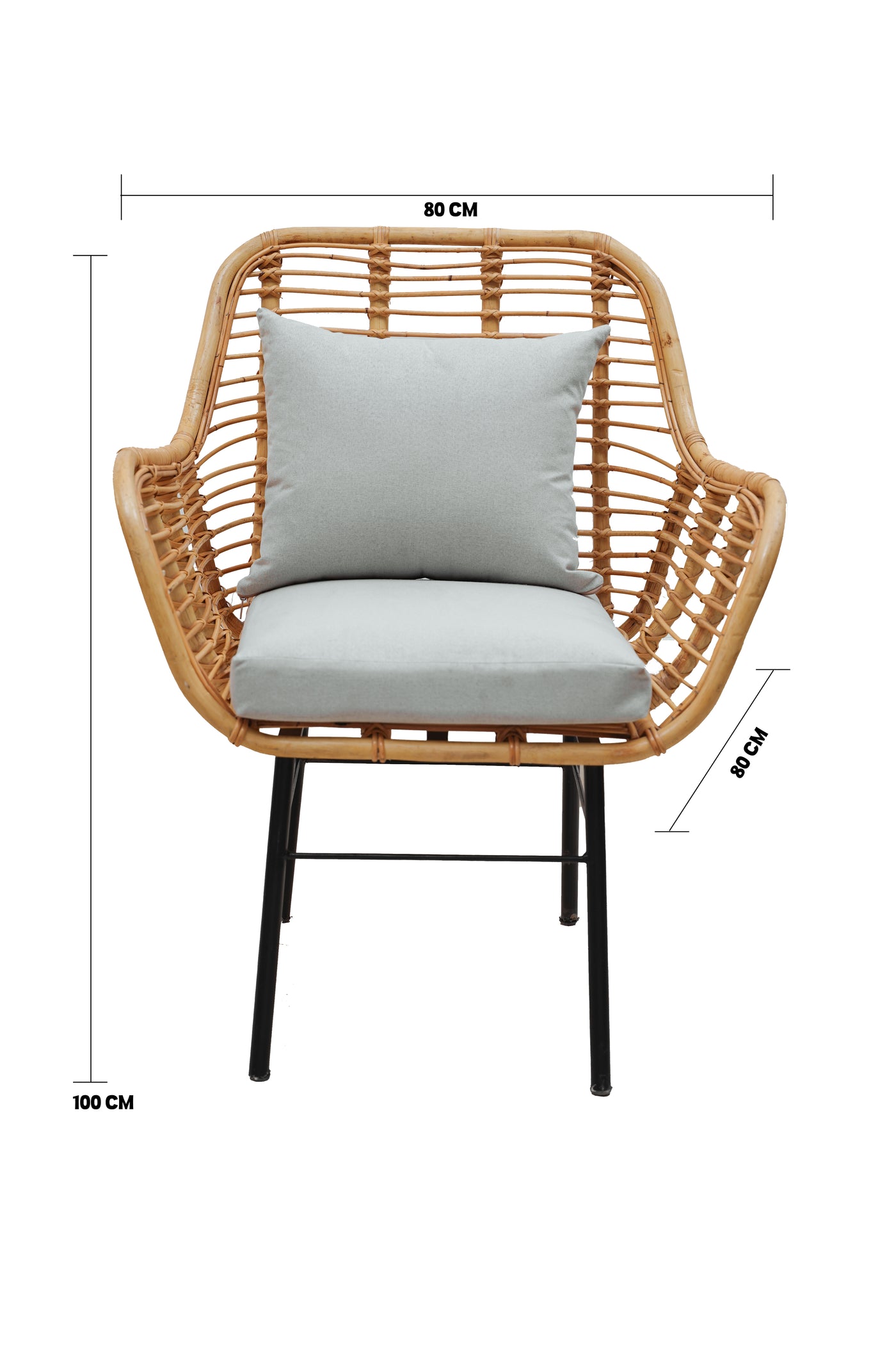 Handmade Natural Bamboo Armchair with Cushions – Indoor & Outdoor Rattan Chair