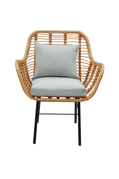 Handmade Natural Bamboo Armchair with Cushions – Indoor & Outdoor Rattan Chair