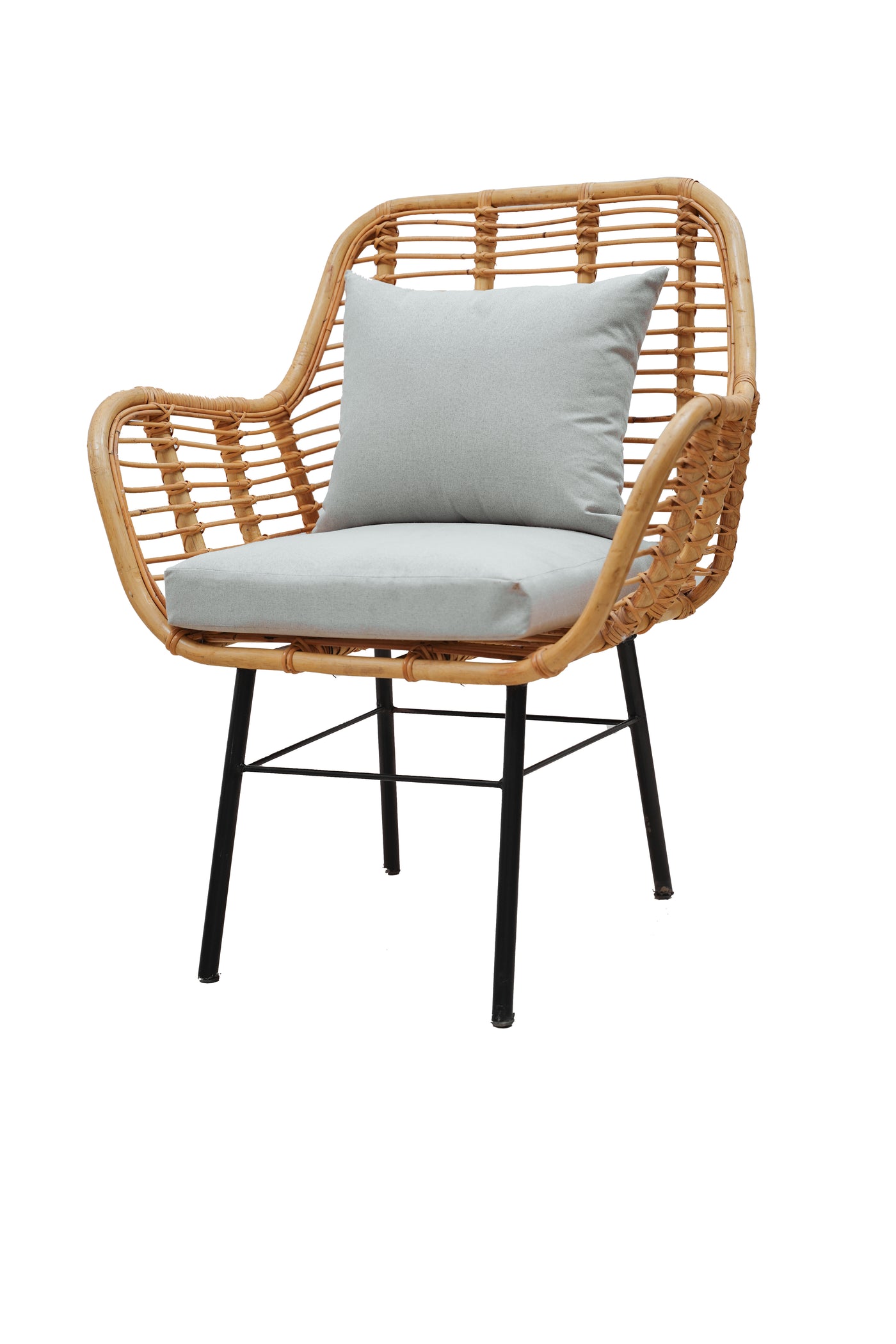 Handmade Natural Bamboo Armchair with Cushions – Indoor & Outdoor Rattan Chair