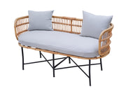 Boho Bamboo Two-Seater Sofa – Handmade Rattan Bench for Balcony or Living Room