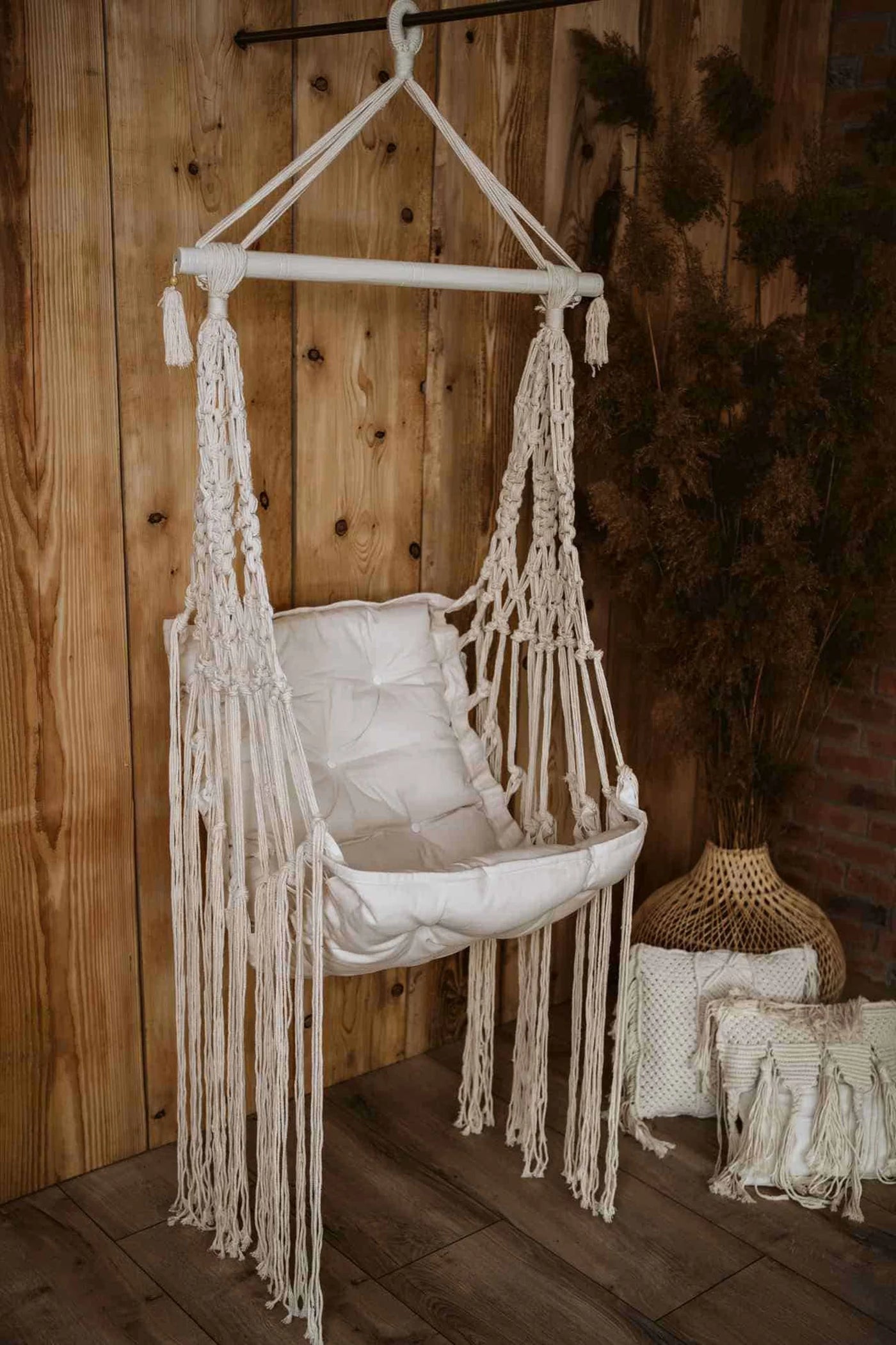 🌿Corny Macrame Hanging Hammock Chair – Boho Indoor & Outdoor Swing