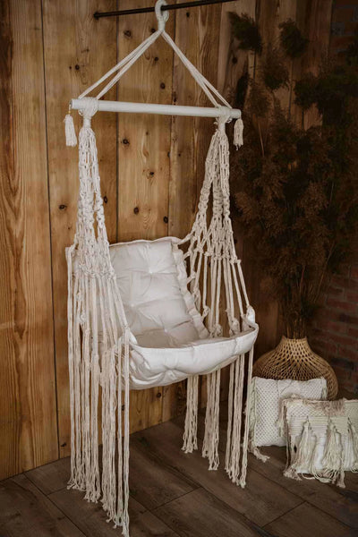 🌿Corny Macrame Hanging Hammock Chair – Boho Indoor & Outdoor Swing
