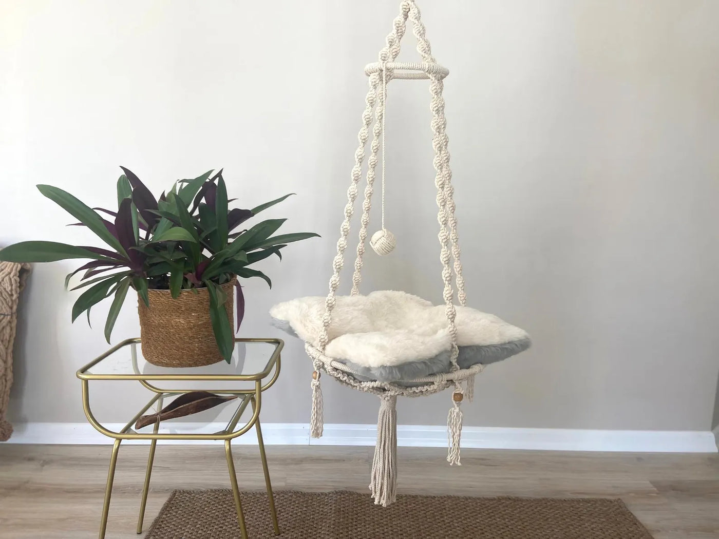 🐾 MeshMesh Macrame Pet Hammock – Cozy Boho Bed for Cats & Small Dogs