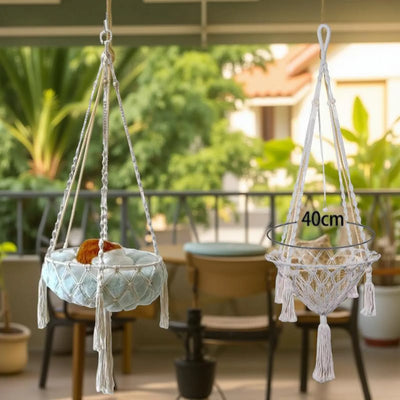 🐾 Enba Macrame Pet Hammock – Cozy Boho Bed for Cats & Small Dogs
