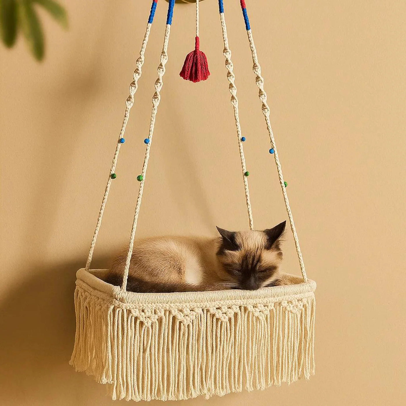 🐾 Zarzor Macrame Pet Hammock – Cozy Boho Bed for Cats & Small Dogs