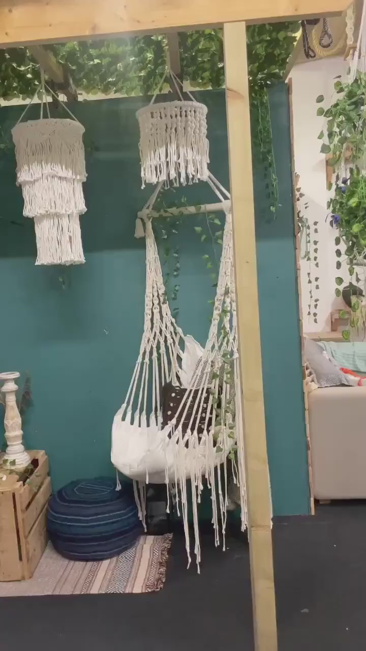 🌿Corny Macrame Hanging Hammock Chair – Boho Indoor & Outdoor Swing