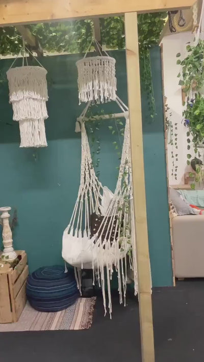 🌿Corny Macrame Hanging Hammock Chair – Boho Indoor & Outdoor Swing